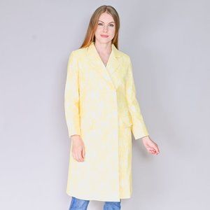 579. CALVIN LUO Yellow Lace Double-Breasted Coat NWT Designer Small